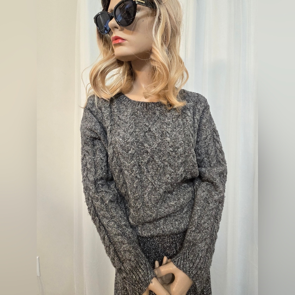 Lucky Brand Charcoal Cable Knit Slouchy Sweater. Excellent Condition.